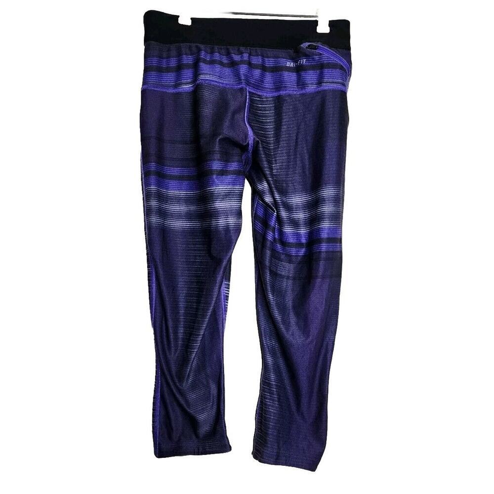 Nike Women's Capri Leggings Just Do It Purple/ Black/ Grey Color blocks Small
